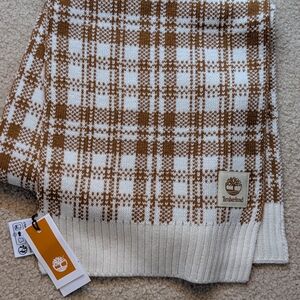 Timberland Brown & Cream Plaid Knit Scarf